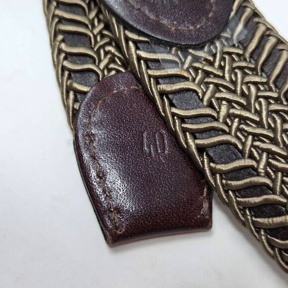 TORINO MADE IN USA BROWN TAN BRAIDED WEAVE SATIN LEATHER BELT MENS SIZE 40 - Picture 5 of 5